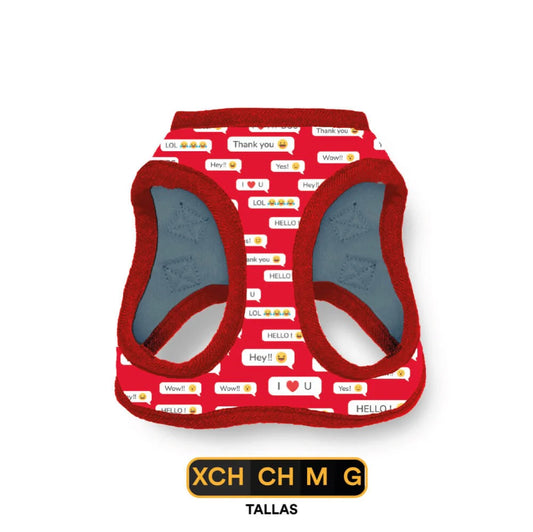 Pechera Para Perro Full Print, De Fácil Transpiración Cómoda Color Rojo