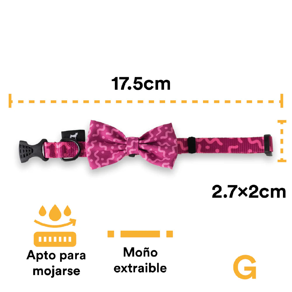 Collar Con Moño Para Perro Jack Pet Style Con Cintilla Reforzada Fucsia