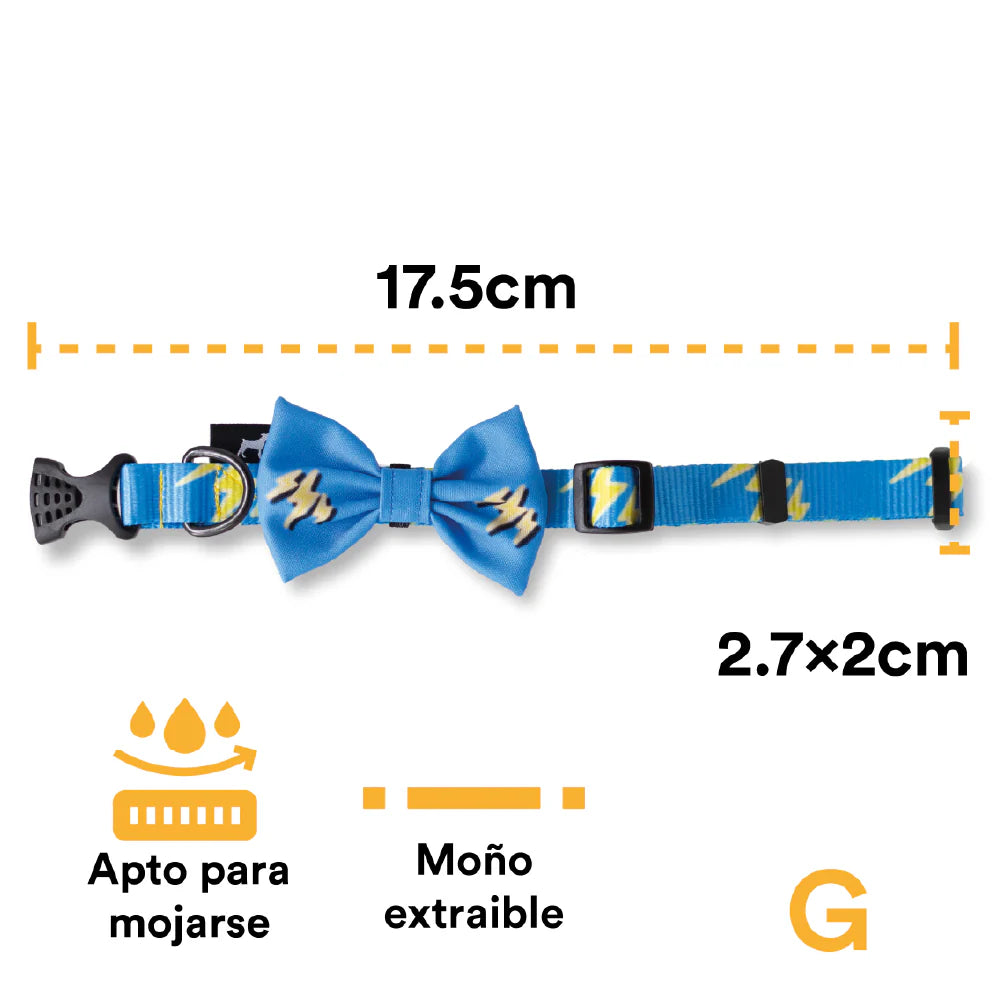Collar Con Moño Para Perro Jack Pet Style Con Cintilla Reforzada COLOR Azul