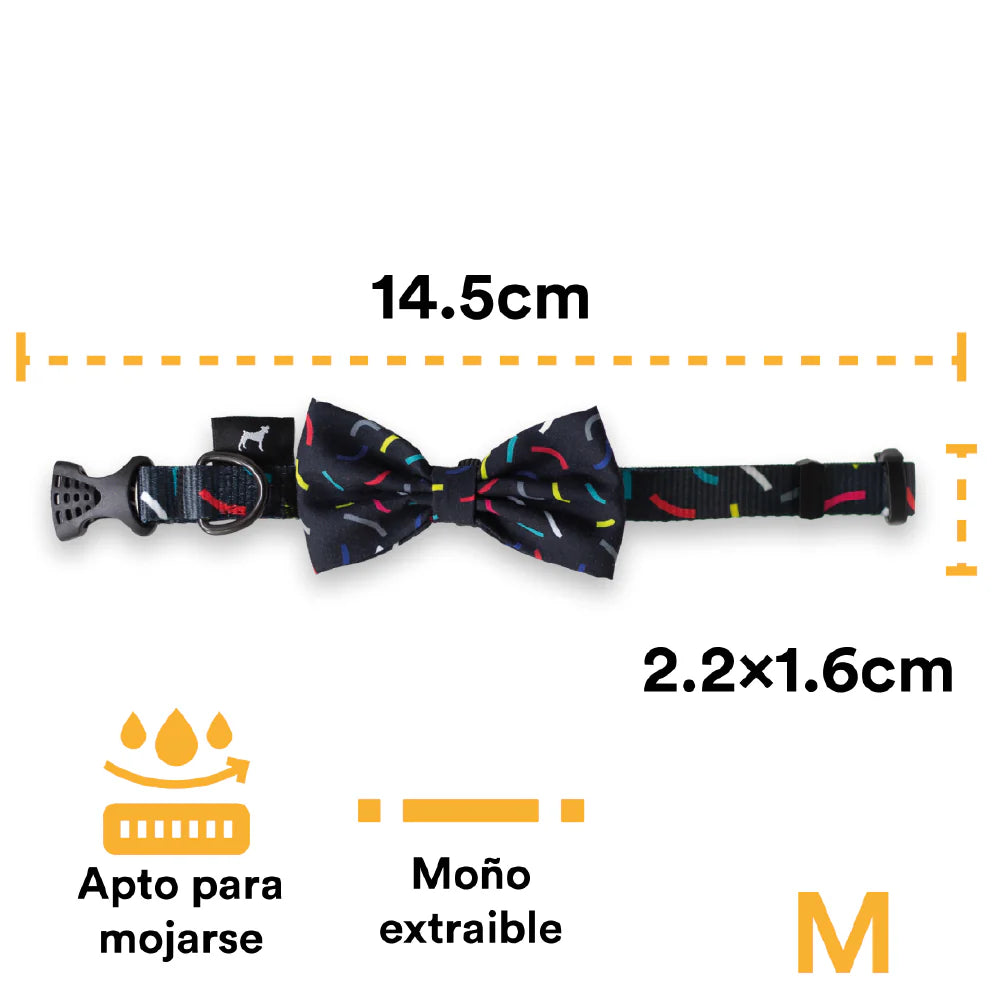 Collar Con Moño Para Perro Jack Pet Style Con Cintilla Reforzada Negro
