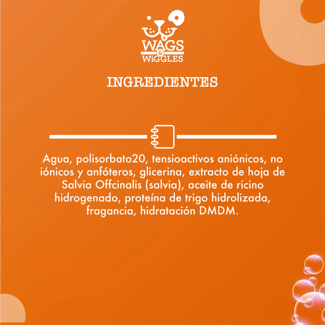 Shampoo en spray en seco Wags & Wiggles para perros, refresca y elimina olores. Aroma frutado. 355 mL