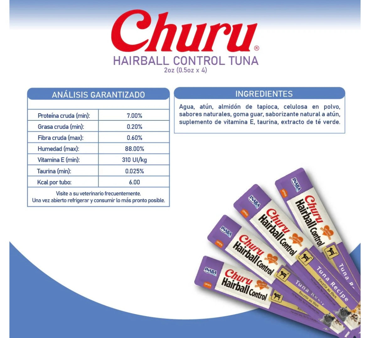 Churu hairball caja c/6 bolsas c/4 tubos