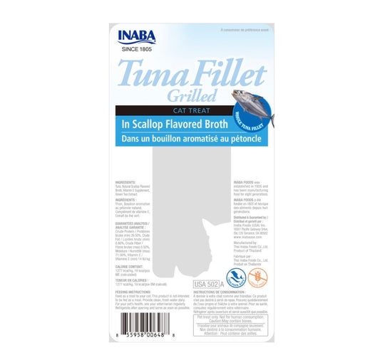 Churu caja con 6 piezas Premio Filete de Atún a la Parrilla en Caldo de Viera para Gato Todas las Etapas de Vida, 15 g