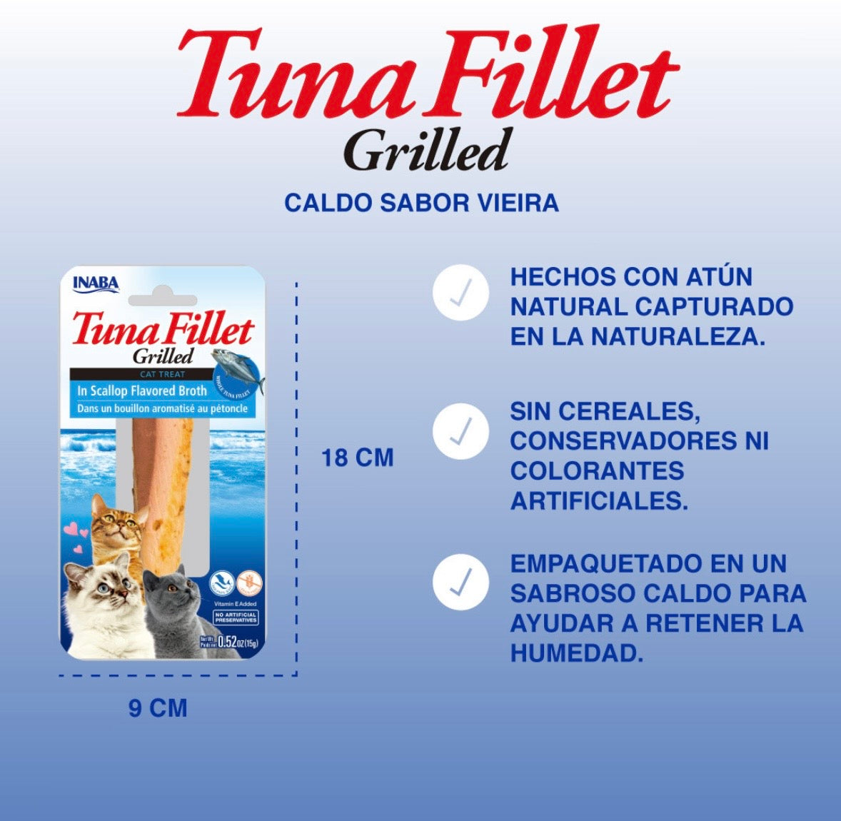 Churu caja con 6 piezas Premio Filete de Atún a la Parrilla en Caldo de Viera para Gato Todas las Etapas de Vida, 15 g