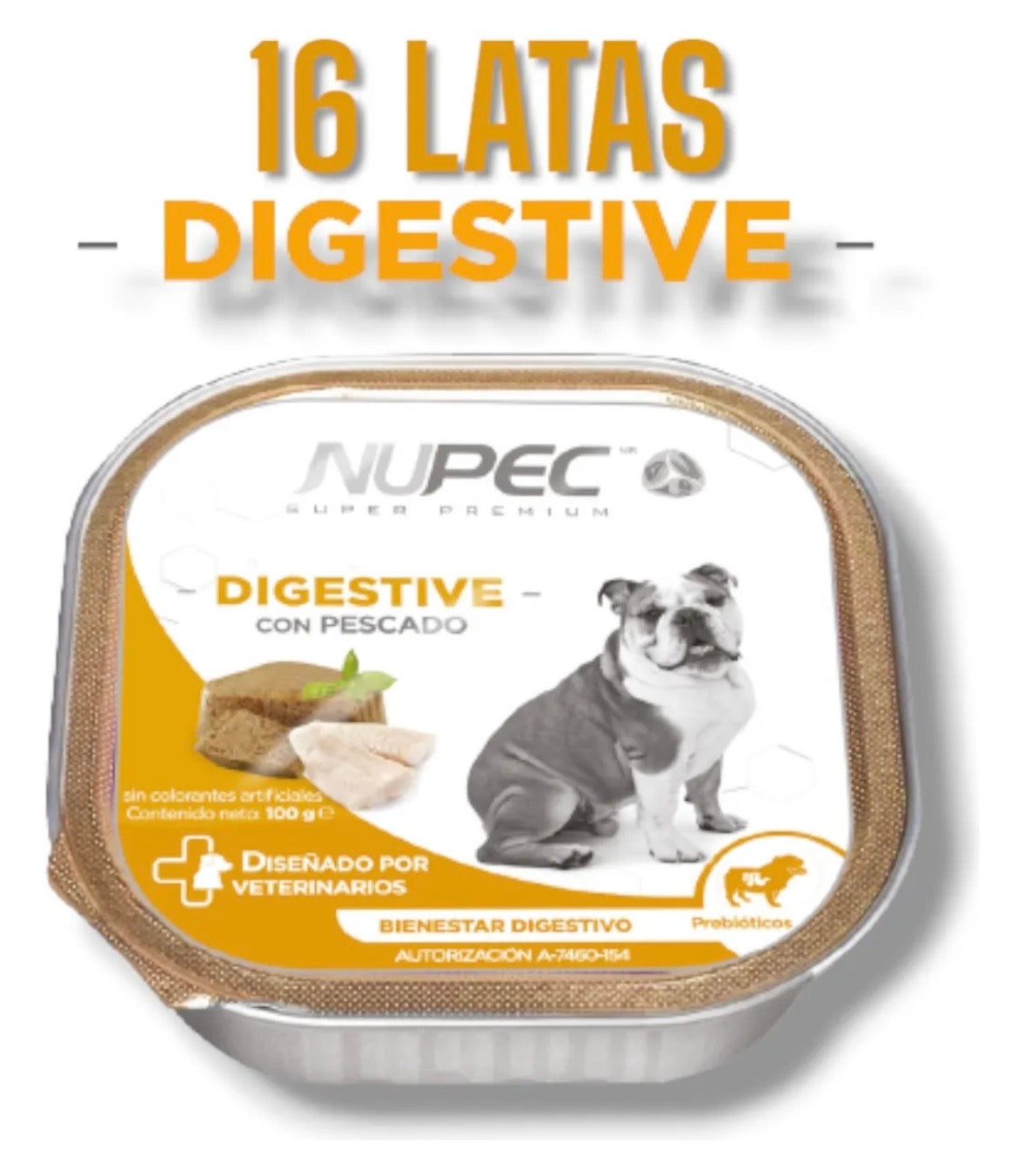 Nupec Digestive Alimento Húmedo Pack De 16 Latas 100 Gr. c/u caja