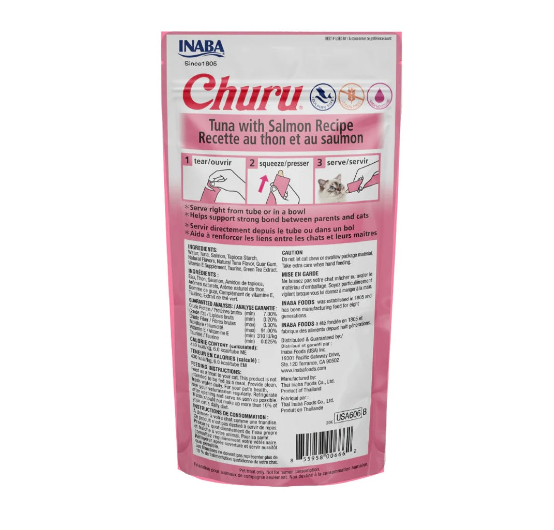 Churu tuna con salmón caja c/ 6 bolsas c/4 tubos
