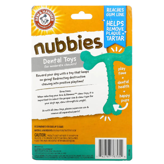 Arm & Hammer Juguete para Perro en forma de T-Bone, Limpia dientes, Sabor Mantequilla de Maní 1pz